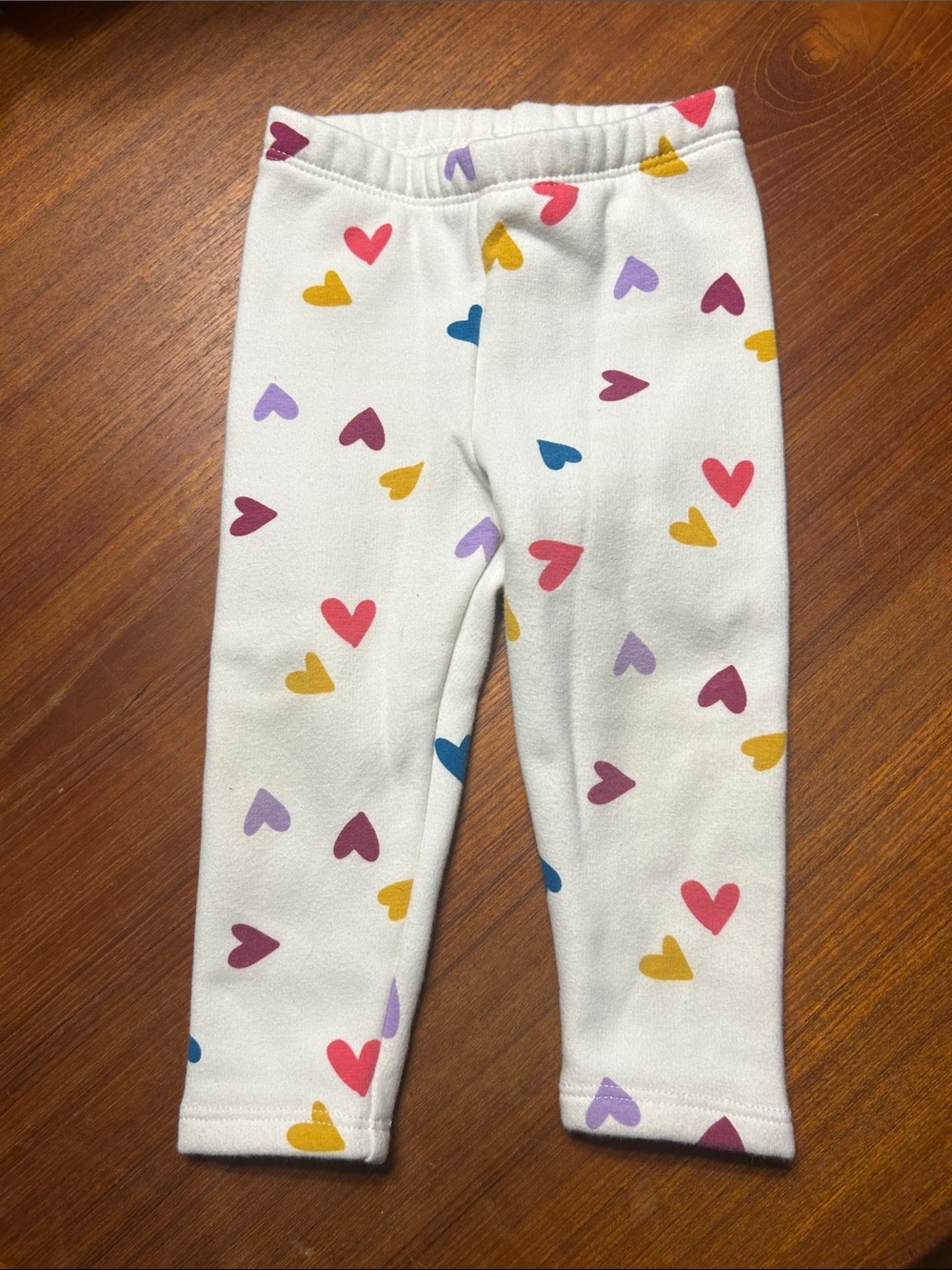 Cat & Jack White Leggings with Multicolor Heart Print